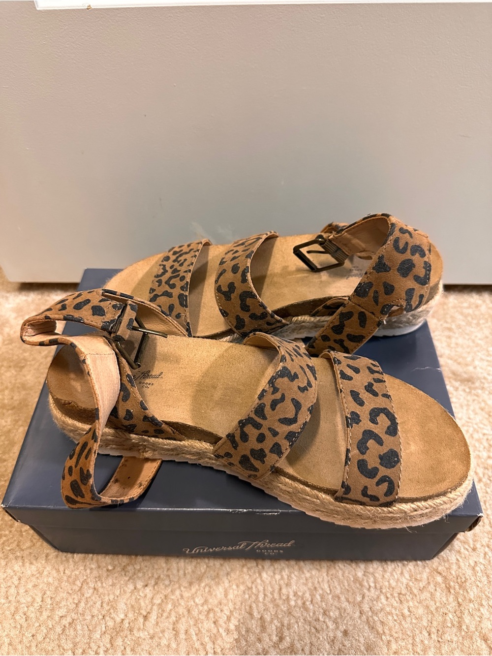 Universal Thread Leopard Print Espadrille Sandals - Tan/Black